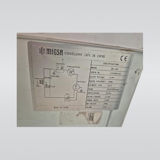 Congelador Horizontal MIGSA BD-158 tipo cofre
