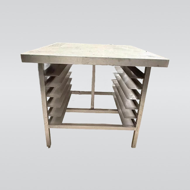 Mesa de trabajo con rack en acero inoxidable